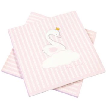 20 Serviettes en Papier - Baby Shower - Cygne Rose | jourdefete.com