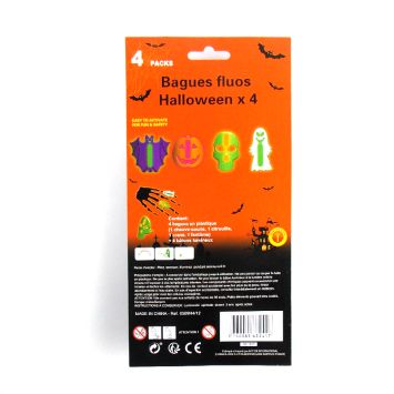 Lot de 4 bagues fluo lumineuses