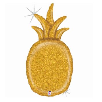 ballon aluminium scintillant ananas doré de 89 cm | jourdefete.com