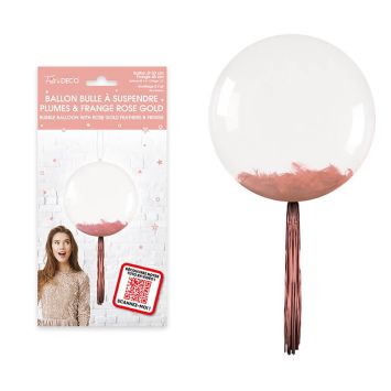 Ballon Bulle Transparent avec Franges et Plumes - Couleur au Choix