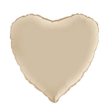 Ballon Hélium Cœur Satiné 46 cm - couleur crème