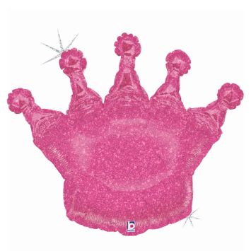 ballon aluminium scintillant couronne de princesse rose de 91 cm | jourdefete.com