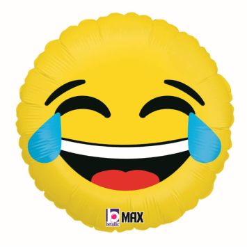 ballon aluminium rond emoji mort de rire de 46 cm | jourdefete.com