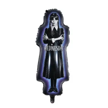 Un gigantesque ballon en aluminium représentant Mercredi Addams pour un anniversaire ou Halloween | jourdefete.com