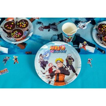 8 assiettes en carton FSC® - Diamètre 23 cm - Naruto Shippuden ®