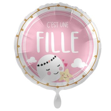 Ballon en aluminium arrondi pour Gender Reveal - Diamètre 43 cm - Modèle au choix