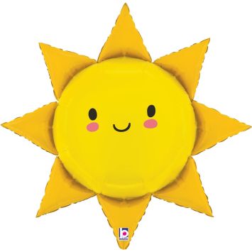 Ballon soleil sourire jaune 31 pouces pour déco estivale ou anniversaire | jourdefete.com