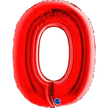 Ballon géant chiffre 0 rouge 100 cm pour décoration festive | jourdefete.com