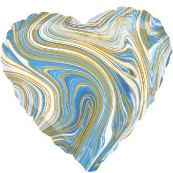 Ballon en aluminium en forme de cœur - Marbre - 43 cm - Couleur au choix