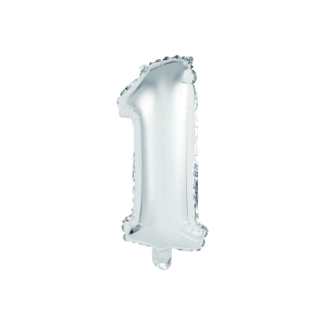 Ballon en aluminium en forme de chiffre - Argent - 35 cm - Chiffre au choix