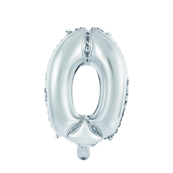 Ballon chiffre 0 argenté 35 cm pour décoration festive | jourdefete.com