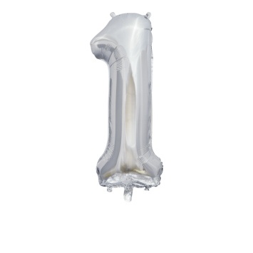 Ballon en aluminium en forme de chiffre - Argent - 86 cm - Chiffre au choix