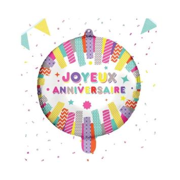ballon en aluminium joyeux anniversaire de 40/45 cm | jourdefete.com