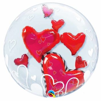 Ballon Héllium Bubble avec Coeurs Flottants|jourdefete.com