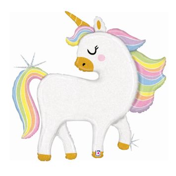 ballon aluminium scintillant licorne de 122 cm | jourdefete.com