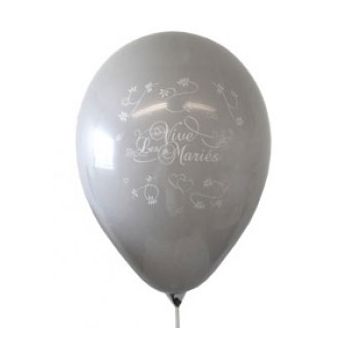 10 Ballons Vive les Mariés Couleur Gris