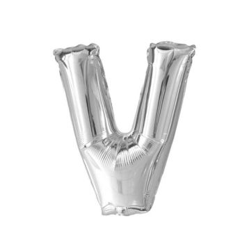 Ballon métallique argenté - Lettre "V"