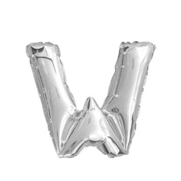 Ballon métallique argenté - Lettre "W"