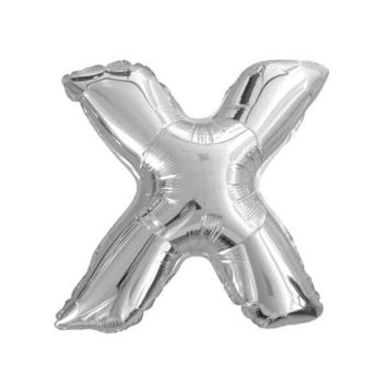 Ballon métallique argenté - Lettre "X"