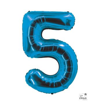 Ballon métallisé en mylar en forme de chiffre - Bleu - 85 cm - Chiffre au choix