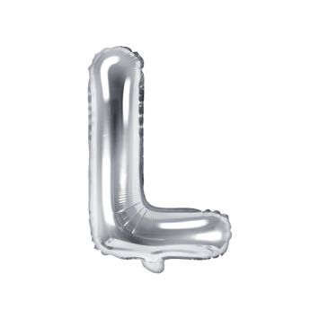 Ballon métallisé en mylar en forme de lettre - Argent - 35 cm - Lettre au choix