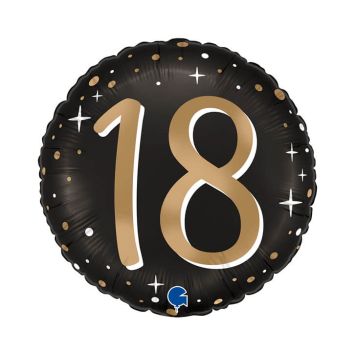 Ballon noir en aluminium arrondi pour anniversaire - Diamètre 46 cm - Âge au choix