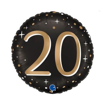 Ballon noir en aluminium arrondi pour anniversaire - Diamètre 46 cm - Âge au choix