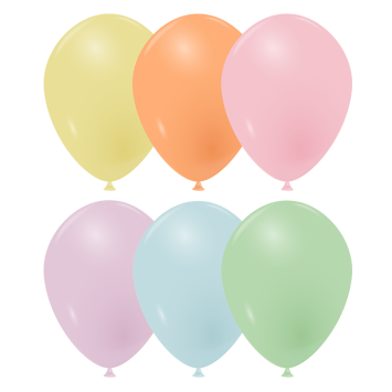 10 ballons en latex - Diamètre 25 cm - Tons Pastel