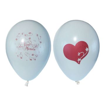 10 Ballons Vive les Mariés Blanc à personnaliser