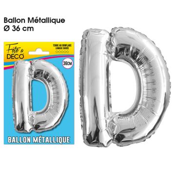 Ballon métallique argenté - Lettre "D"