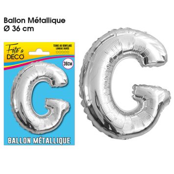 Ballon métallique argenté - Lettre "G"