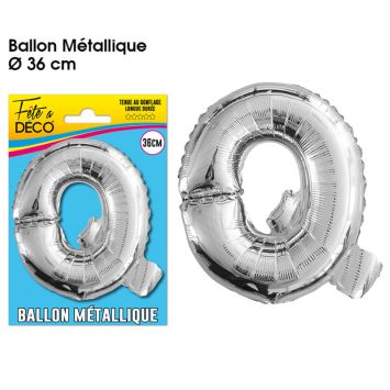 Ballon métallique argenté - Lettre "Q"