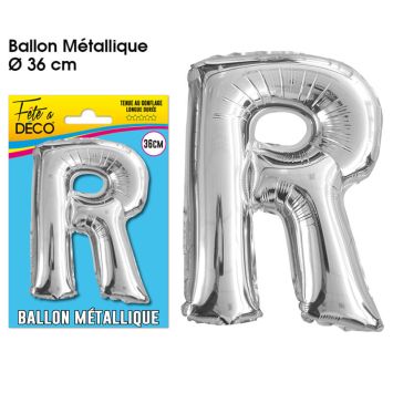 Ballon métallique argenté - Lettre "R"