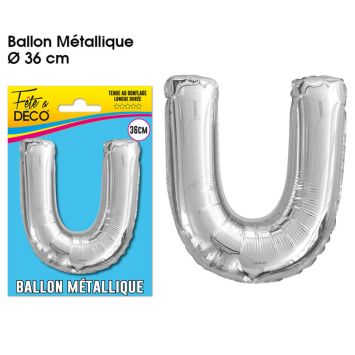 Ballon métallique argenté - Lettre "U"