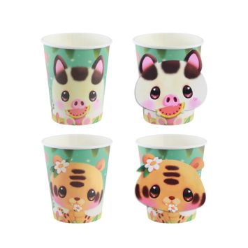 Gobelets en carton 3D avec animaux Bangoberry 250 ml | jourdefete.com
