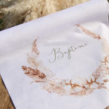 Chemin de table - Collection Pampas, Fleurs de Coton et Or