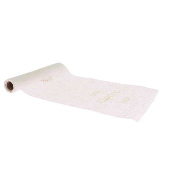 Chemin de table "Baptême" en tissu - 28 cm x 5 m - Collection Baptême Effet Lin et Or