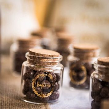 Fiole en Verre avec bouchon en liège - Baptême - Or