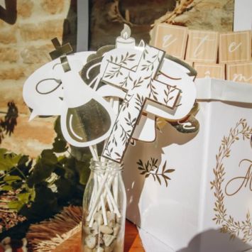 Kit photobooth 14 pièces - Collection Baptême Jolis Brins