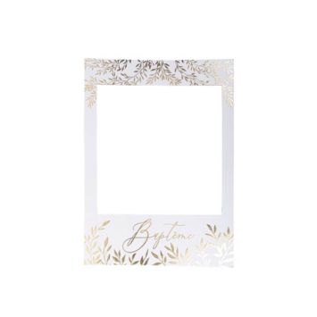 Cadre Photobooth Géant Baptême Jolis Brins Blanc et Or | jourdefete.com