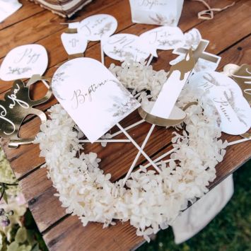 Kit Photobooth - 12 Pièces - Collection Pampas, Fleurs de Coton et Or