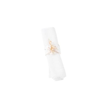 Ronds de serviette - Collection Pampas, Fleurs de Coton et Or 