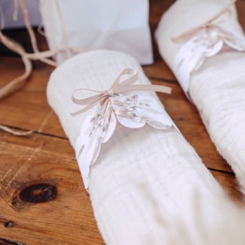 10 Ronds de serviette - Collection Pampas, Fleurs de Coton et Or 