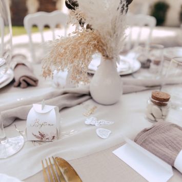 10 Contenants - Collection Pampas, Fleurs de Coton et Or 