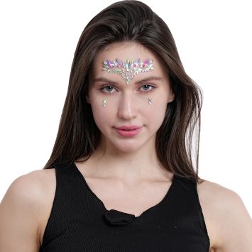 Bijoux adhésifs pour visage - Diadème Rose/Argent