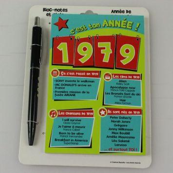 Bloc-notes et Stylo Année de naissance 1979