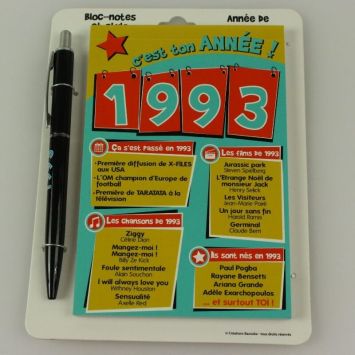Bloc-notes et Stylo Année de naissance 1993