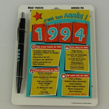 Bloc-notes et Stylo Année de naissance 1994
