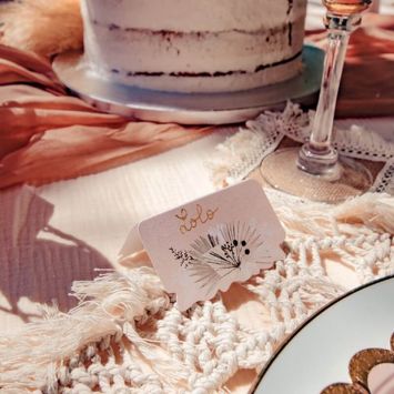 8 Marque-Places - Collection Boho Blush et Or