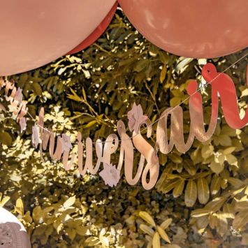 Guirlande Joyeux Anniversaire - Collection Boho Blush et Or